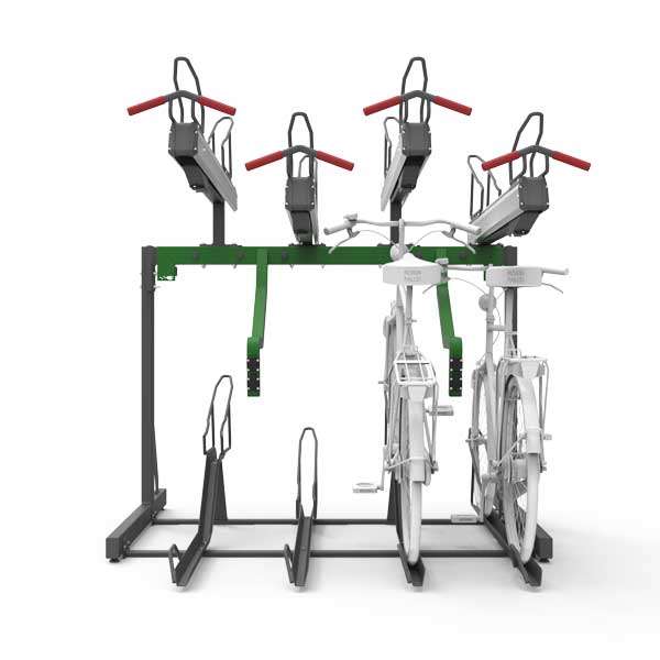 Cykelställ & cykelparkering | Cykelställ med laddningsuttag för elcyklar | FalcoLevel Premium+ med laddningsuttag för elcyklar | image #2 |  