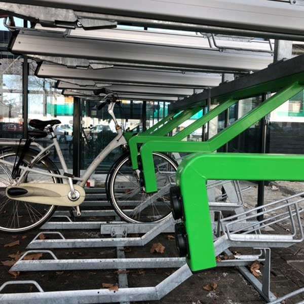 Cykelställ & cykelparkering | Cykelställ med laddningsuttag för elcyklar | FalcoLevel Premium+ med laddningsuttag för elcyklar | image #5 |  