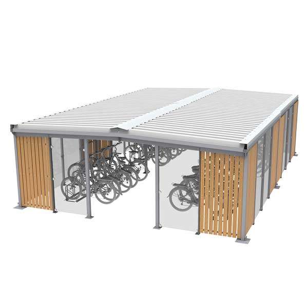 Cykeltak & cykelgarage | Cykeltak för tvåvåningsställ | FalcoScandic cykelgarage | image #7 |  cykelgarage_för_resecentrum_och_tågstationer