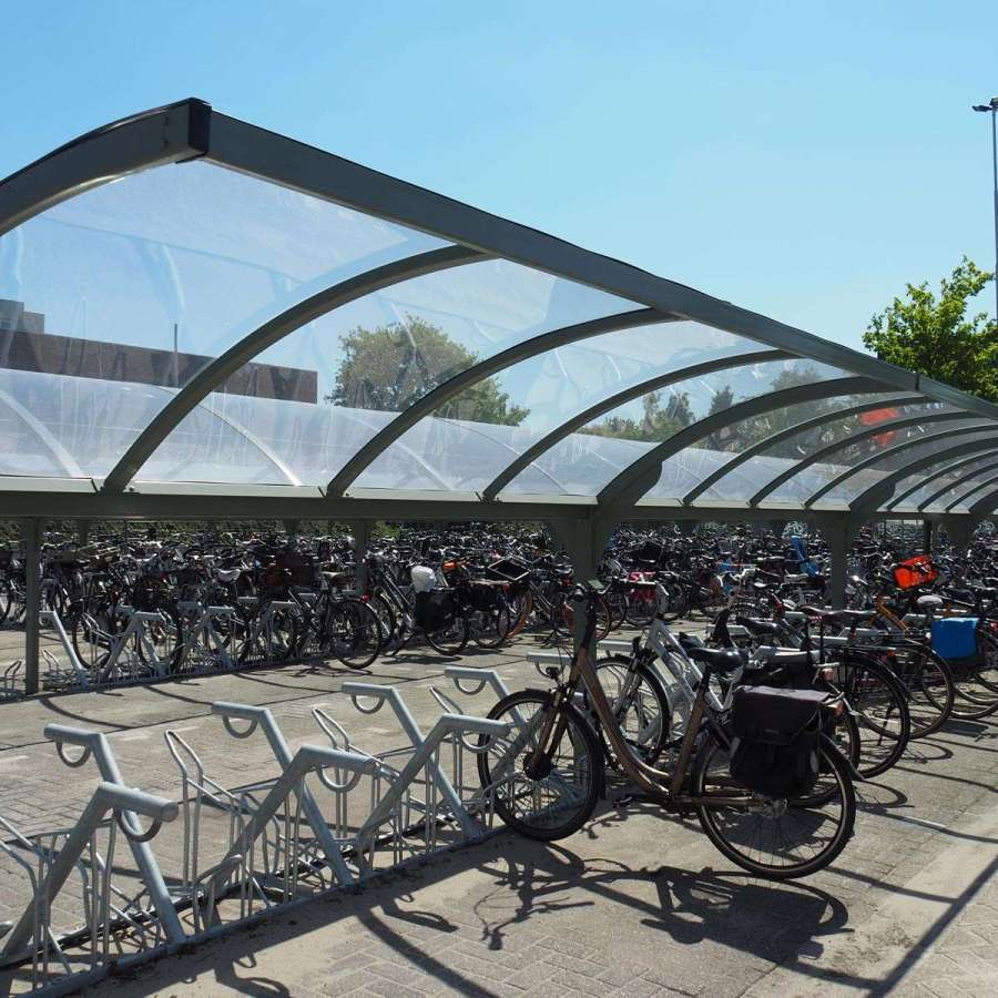 fietsparkeren fiettsenrek FalcoSound dubbelzijdig aanbindbeugel FietsParKeur fietsoverkapping FalcoGamma