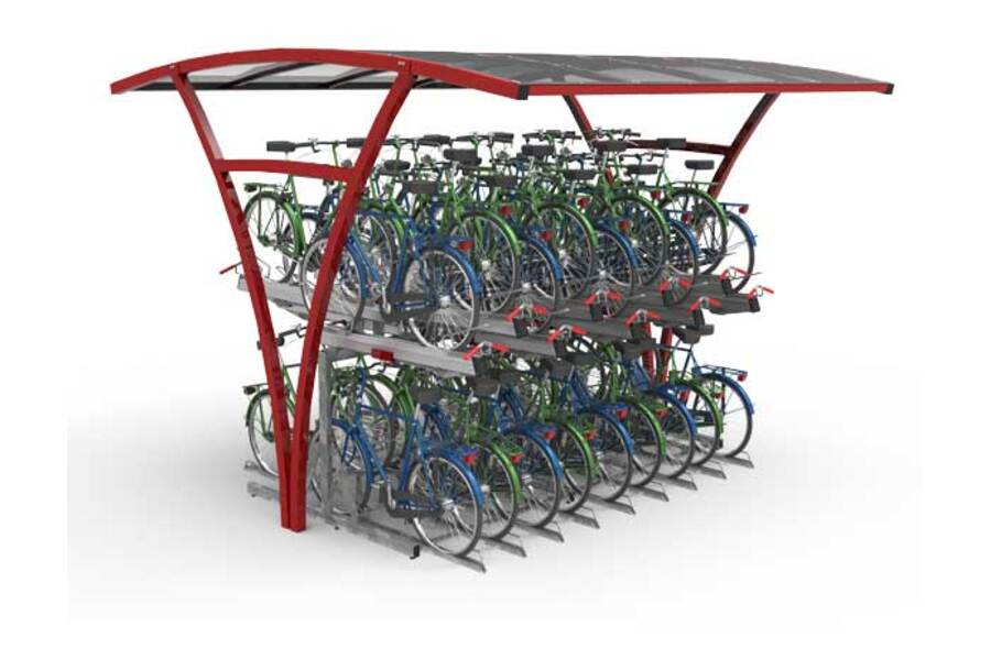 fietsparkeren fietsoverkapping etagerekken transparant FalcoRaiil
